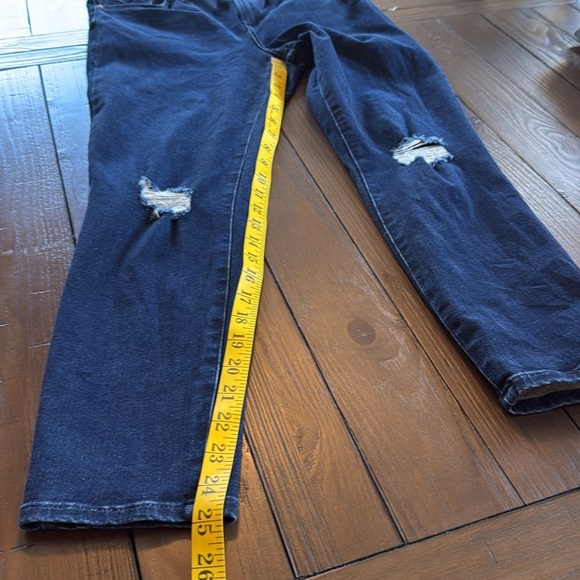 Express Skinny Mid Rise Ultra Hyper Stretch Jeans Blue Sz Medium Distressed - Picture 3 of 5
